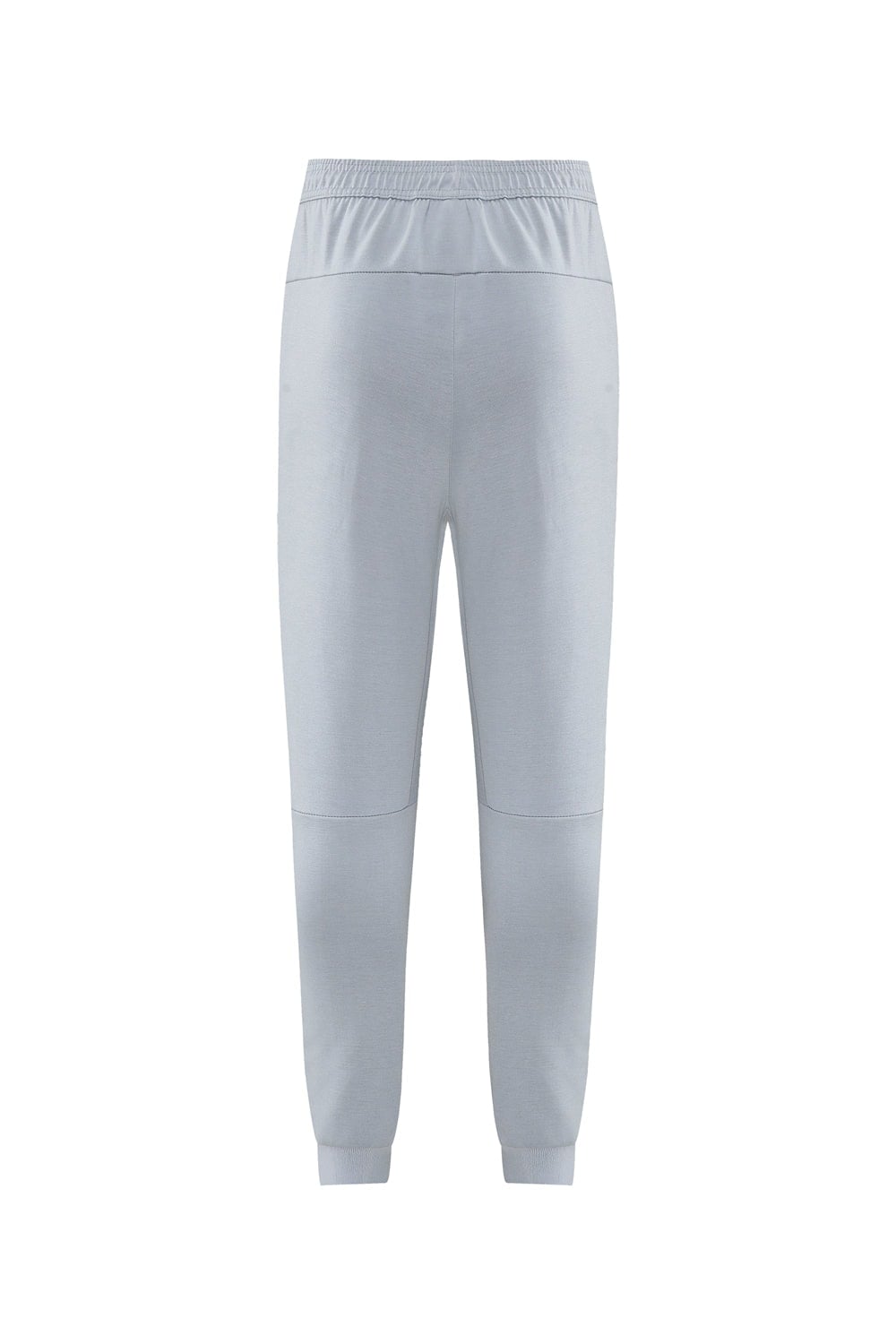 0103d61b | AE JERSEY Back view of light blue jogger pants with an elastic waistband and ribbed cuffs.