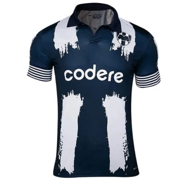 Navy blue rugby-style jersey with white brushstroke patterns and the sponsor 'codere' across the chest.