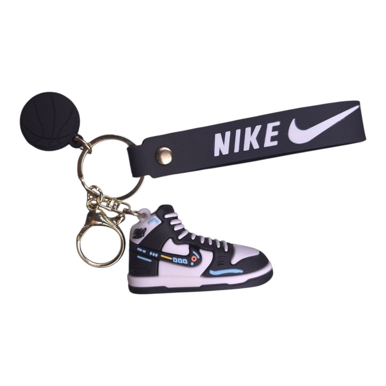 5805548633519671575 | AE JERSEY Nike-branded keychain with a miniature sneaker charm and a black strap