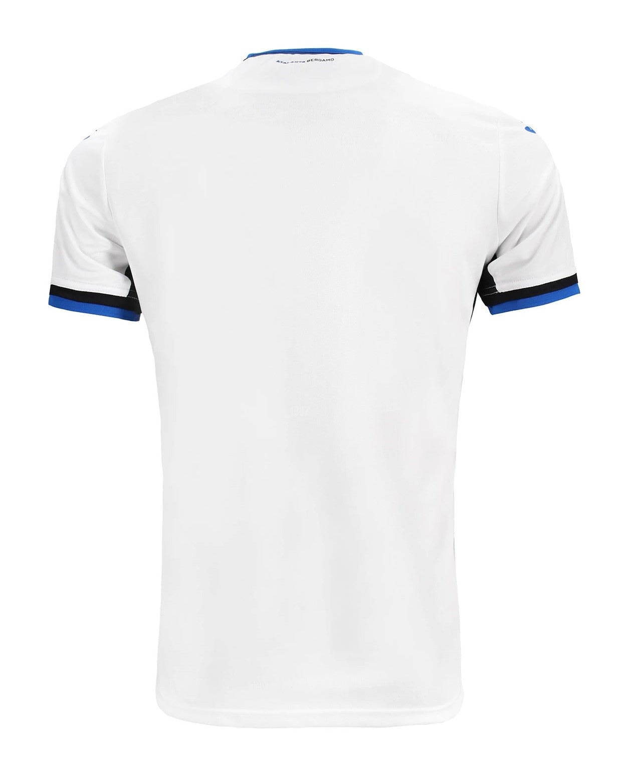 9er1t7kteaZNmHi | AE JERSEY Back view of a white polo shirt with blue collar trim and blue-black sleeve cuffs.