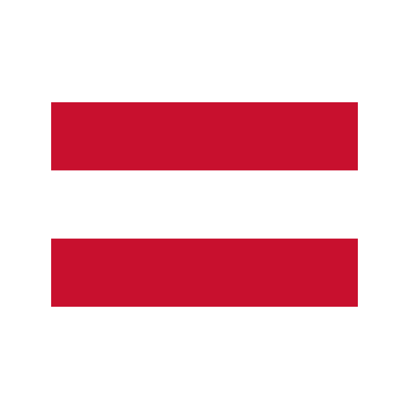 Two thick red horizontal bars on a white background (resembling a red equals sign).