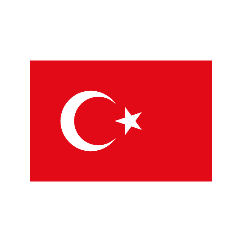 Turkish flag: red field with a white crescent moon and five-pointed star