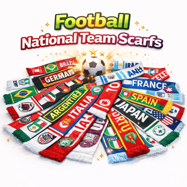 ChatGPT_Image_Jan_7_2026_08_49_48_PM | AE JERSEY Colorful football scarves from various national teams arranged in a circle around a soccer ball, with the title 'Football National Team Scarfs' above them.