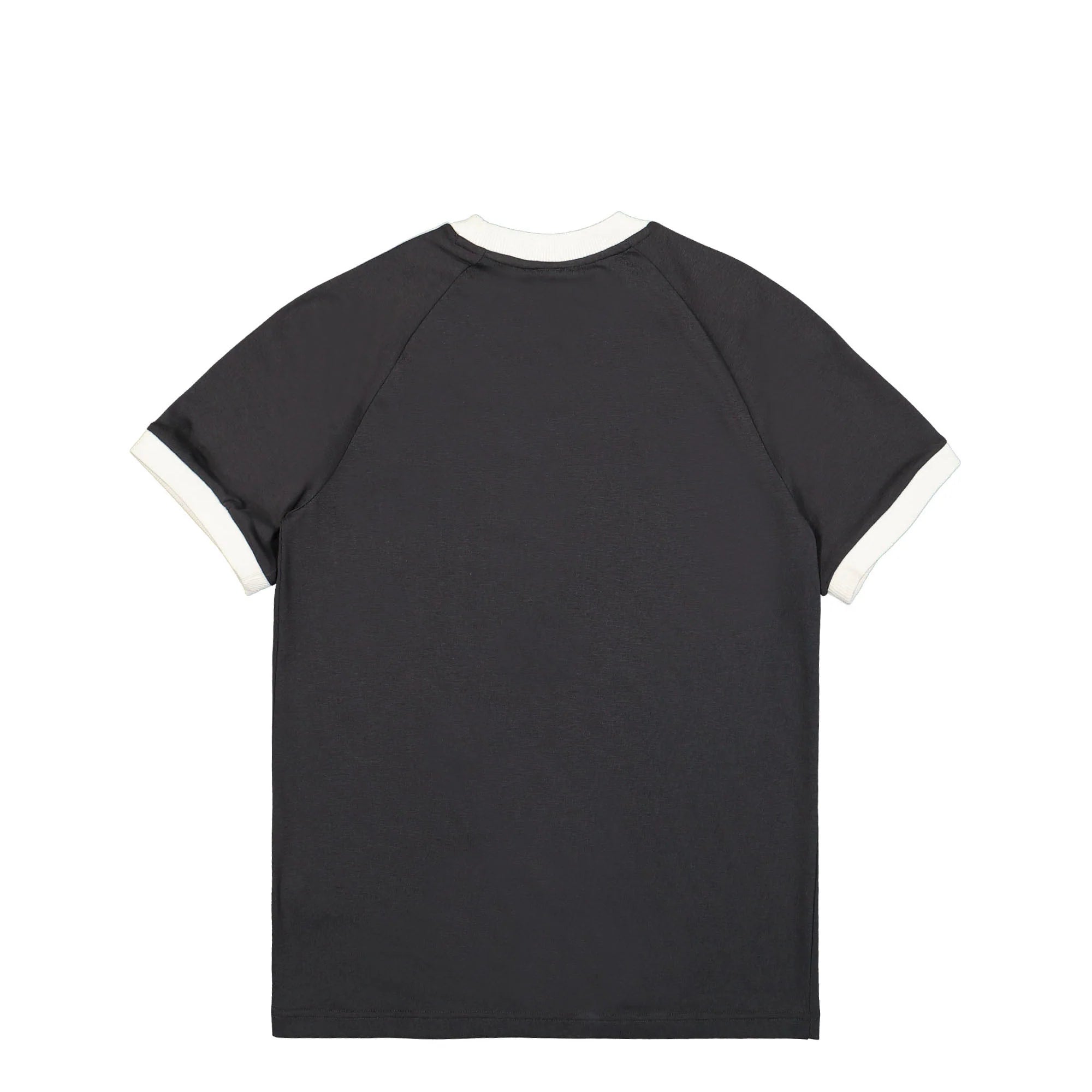 IU2103_2_b188c2ff-341a-4c52-b13d-49f8e41fa7fa | AE JERSEY Front view of a black short-sleeve T-shirt with white ribbed collar and sleeve cuffs.