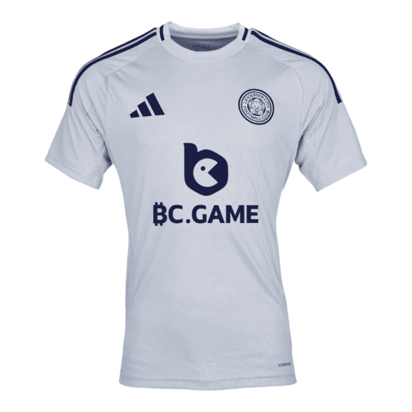 Light blue soccer jersey with dark blue Adidas stripes on shoulders, team crest on left chest, and a large BC.GAME sponsor logo centered on the front.
