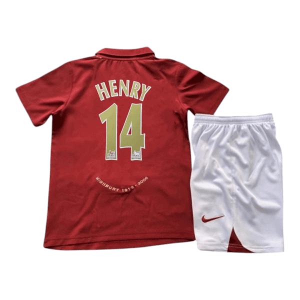 Red sports jersey with the name HENRY and the number 14 on the back, paired with white shorts featuring a small red Nike swoosh.