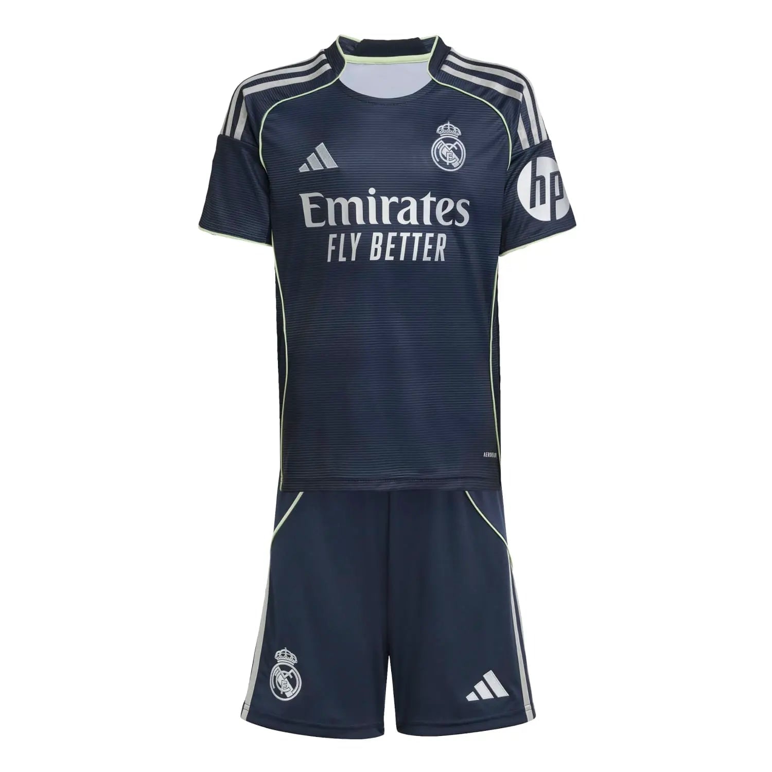 RMCFYO0095_2 | AE JERSEY Real Madrid navy football jersey with Emirates Fly Better sponsor across the chest and HP logo on the sleeve.