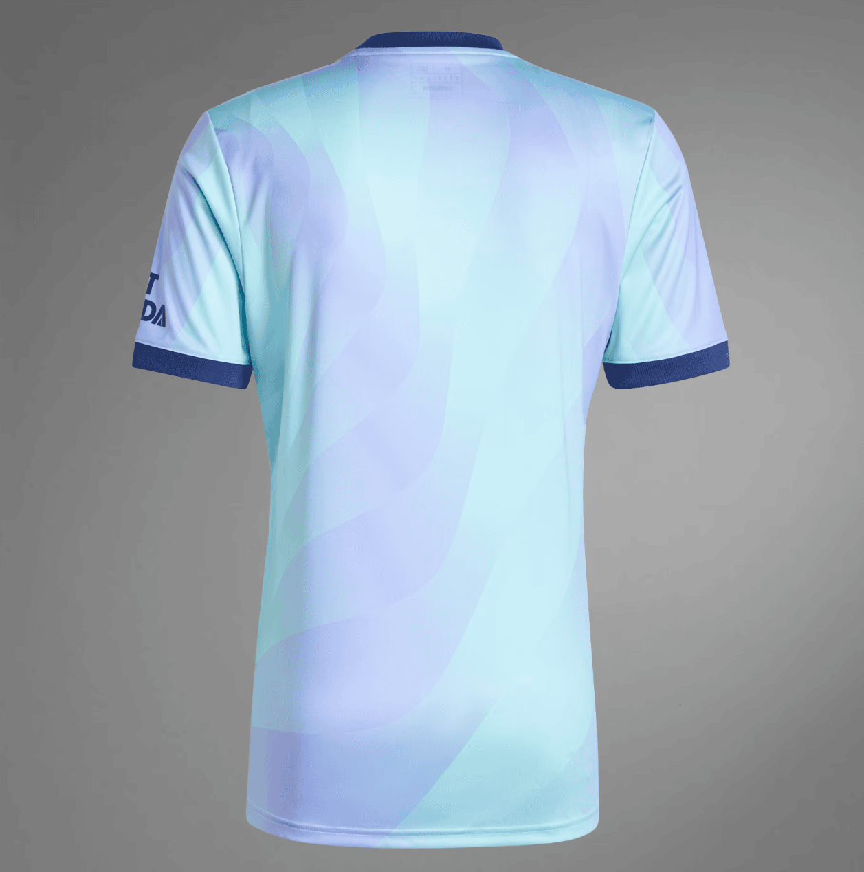 Screenshot_2024-09-18_194503_6664df22-62c5-4f5f-b6d2-36d2a14af5d3 | AE JERSEY Back view of a pastel blue and teal sports jersey with purple swirl pattern and dark blue collar and cuffs