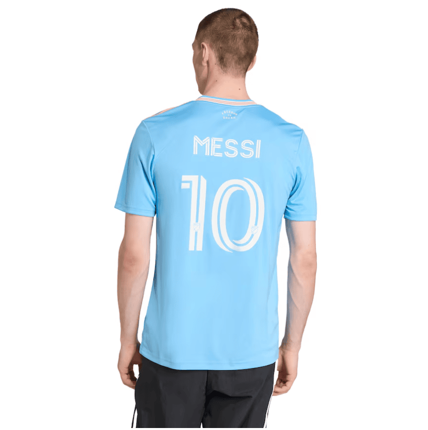 Screenshot_2025-06-23_181531 | AE JERSEY Back view of a light blue soccer jersey with 'MESSI' and the number 10 on the back.
