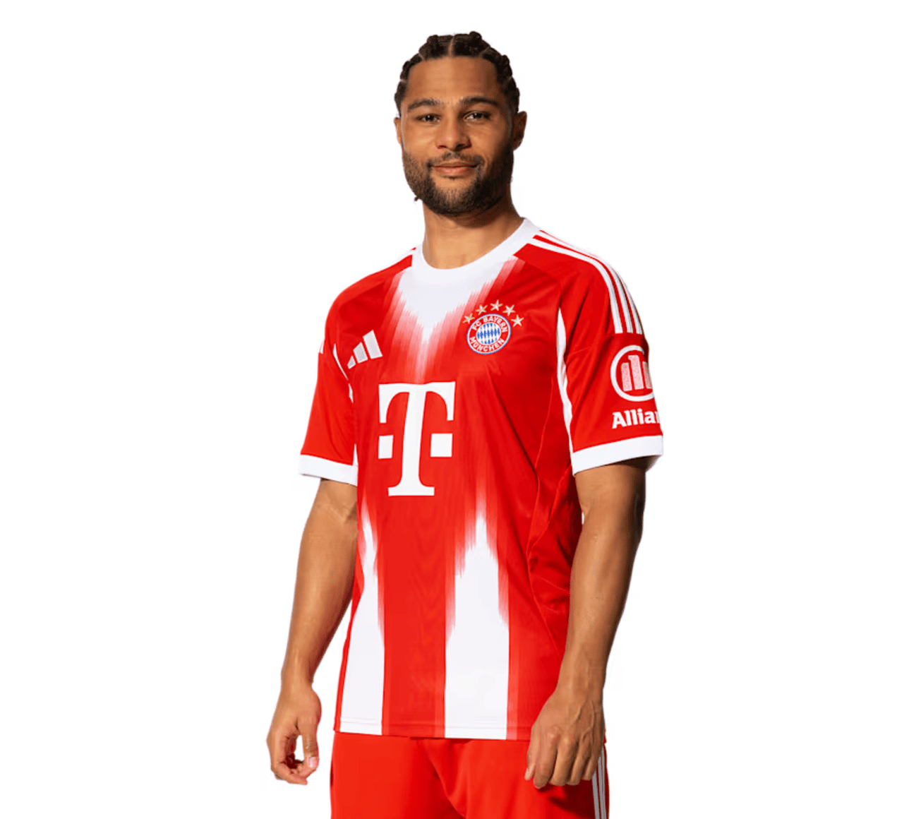 Screenshot_2025-06-23_191447 | AE JERSEY Athlete wearing a Bayern Munich red-and-white home jersey, facing forward with hands at sides.
