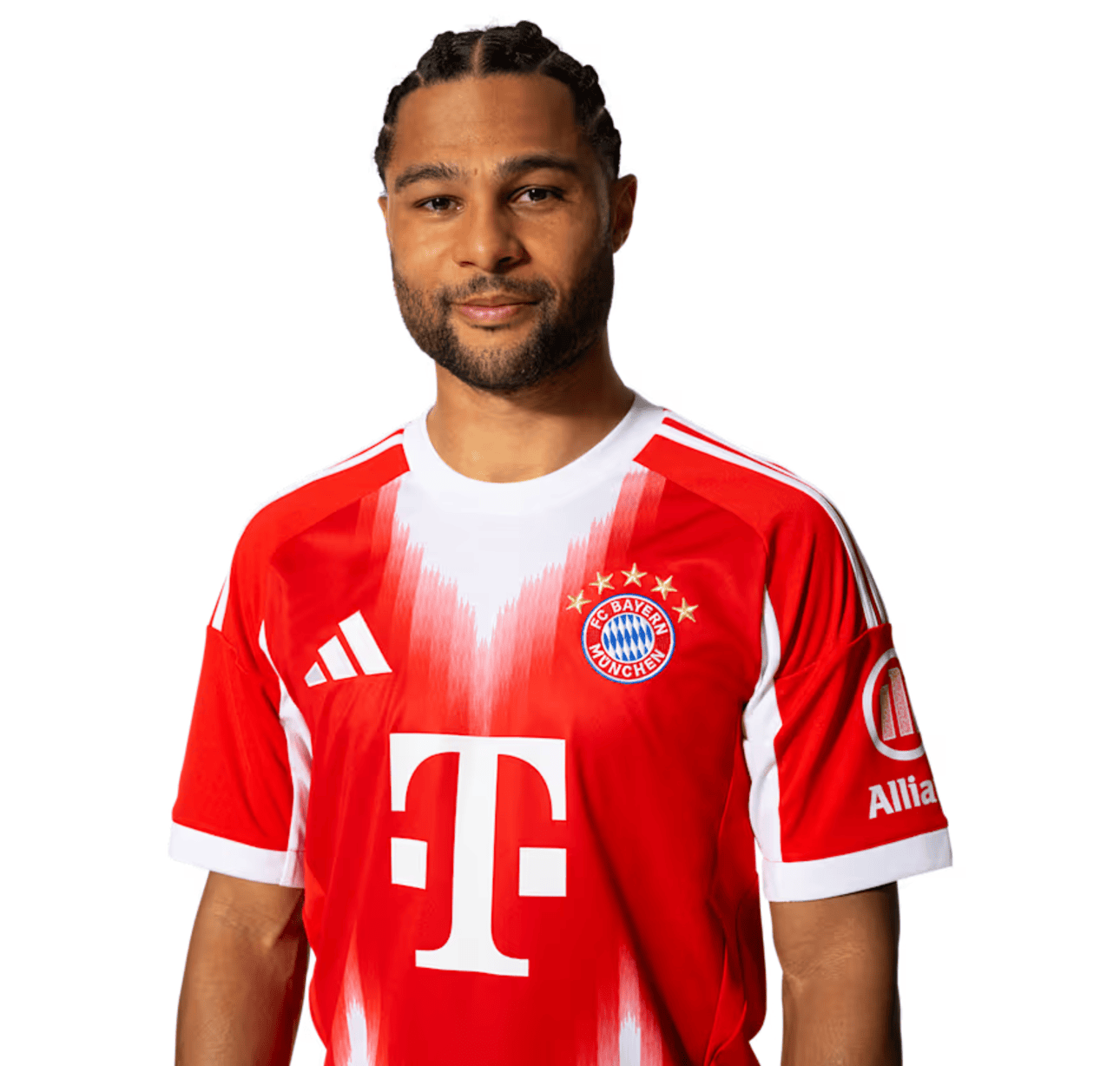 Screenshot_2025-06-23_191526 | AE JERSEY Male soccer player wearing a red FC Bayern jersey, facing the camera with a neutral smile.