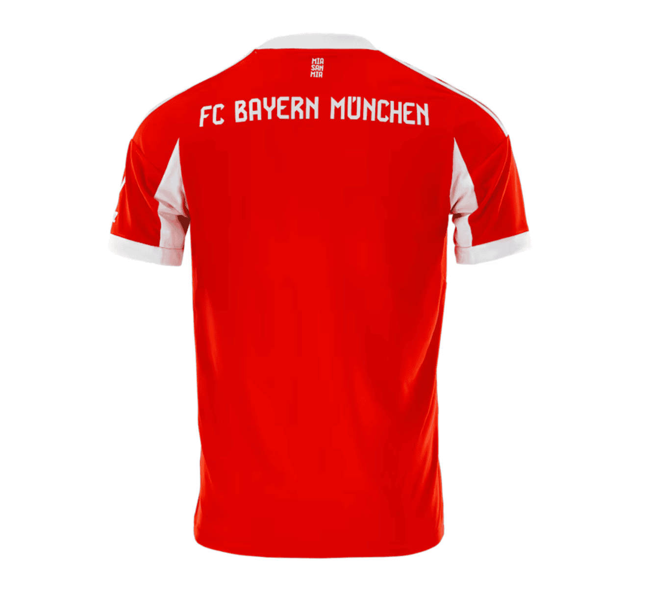 Screenshot_2025-06-23_191554 | AE JERSEY Back view of a red FC Bayern Munich jersey with white accents and 'FC BAYERN MÜNCHEN' text across the shoulders/upper back