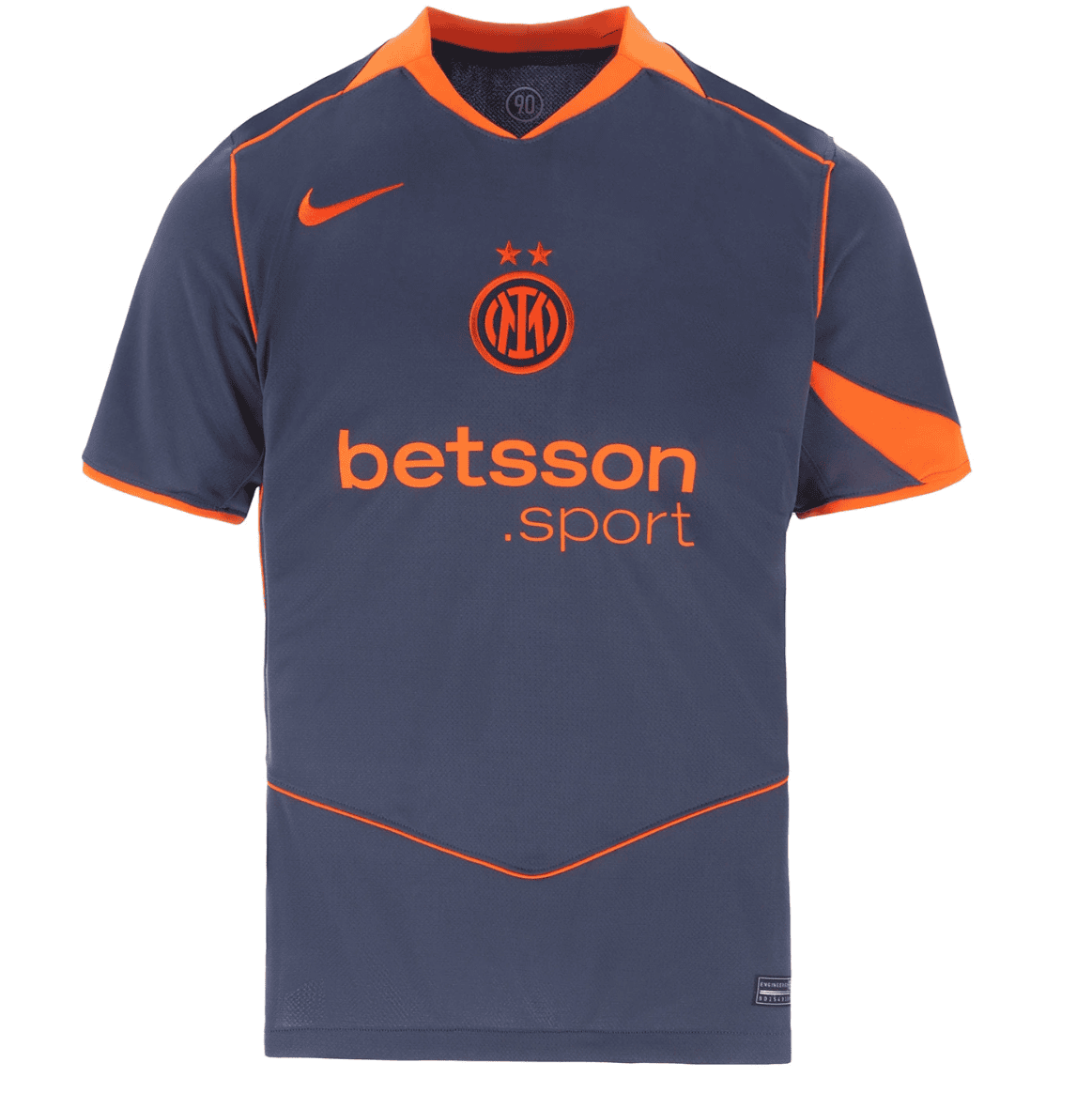 Screenshot_2025-10-12_200418 | AE JERSEY Inter Milan football jersey in navy with bright orange trims, featuring sponsor betsson.sport and the Nike logo on the chest.