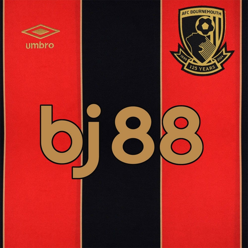 Vs81tCsIXBDJyKc | AE JERSEY Red and black striped football scarf with Umbro logo left and AFC Bournemouth crest right, overlaid by bold 'bj88' text in the center.