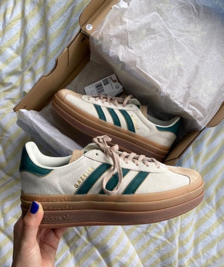 adidas-gazelle-bold-magic-beige-collegiate-green-575458 | AE JERSEY adidas Gazelle Bold Magic Beige Collegiate Green - uaessss