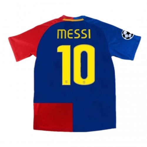 barcelona-classic-2009-final-with-messi-10-jersey-798017 | AE JERSEY Messi jersey back with number 10 in yellow on blue, red sleeve panels, champions league badge on the right sleeve.