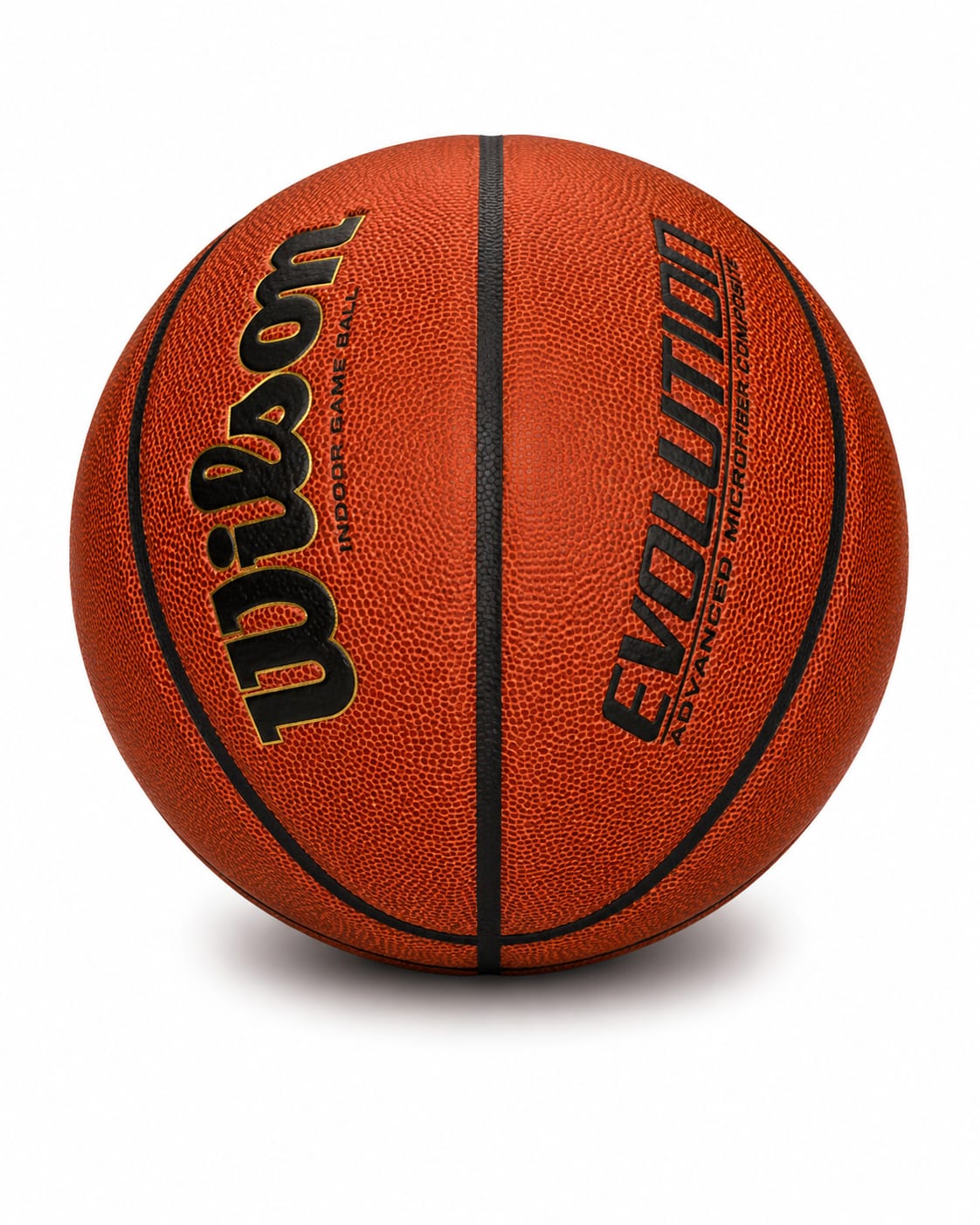 d8697c4a-1911-48ec-a654-a9c154efa108 | AE JERSEY Orange Wilson basketball with black seams on a white background, showing its pebbled surface.