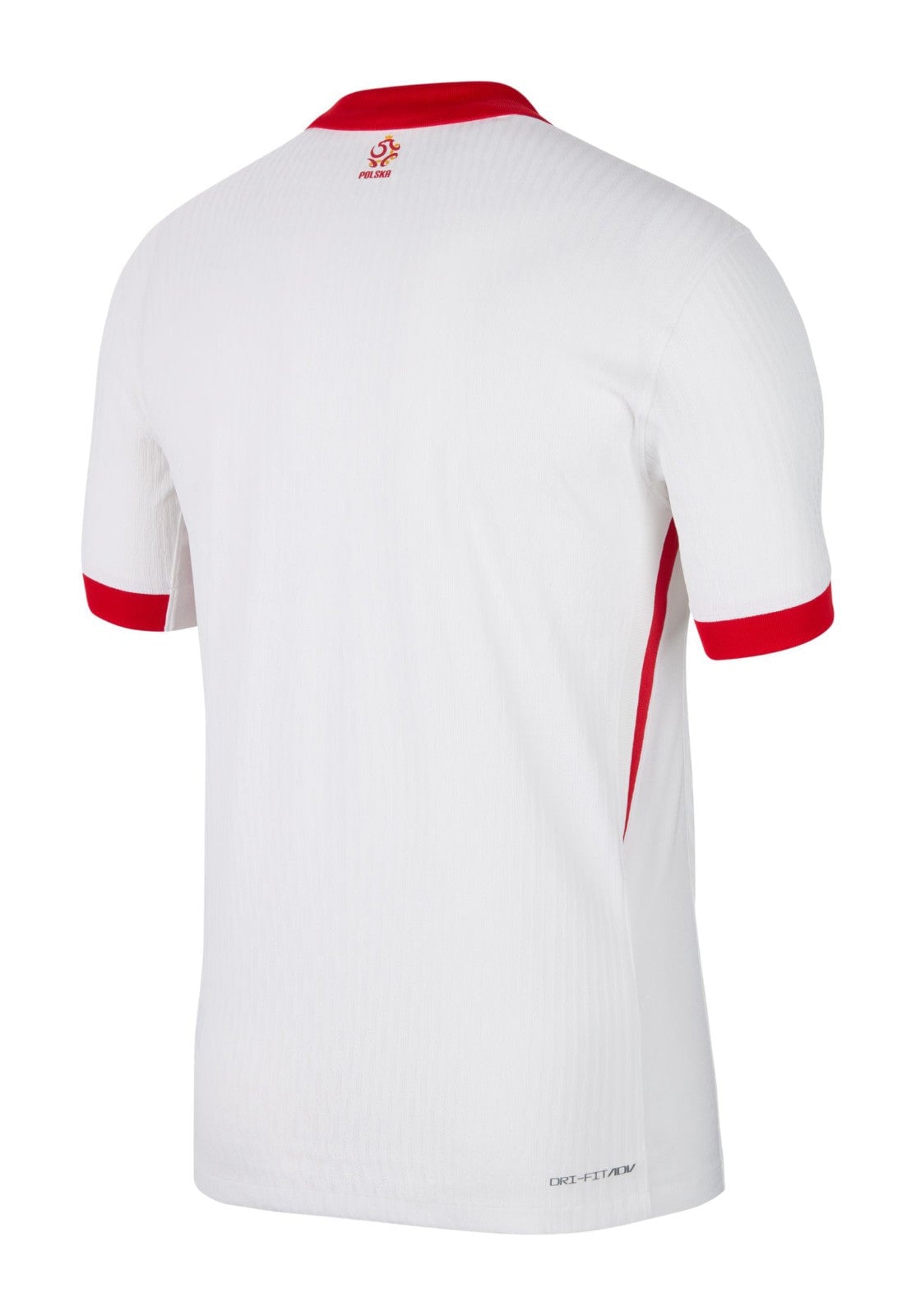 iDXgdDytwdBQCCi | AE JERSEY White polo shirt shown from the back with a red collar and red sleeve cuffs; red side stripe visible.