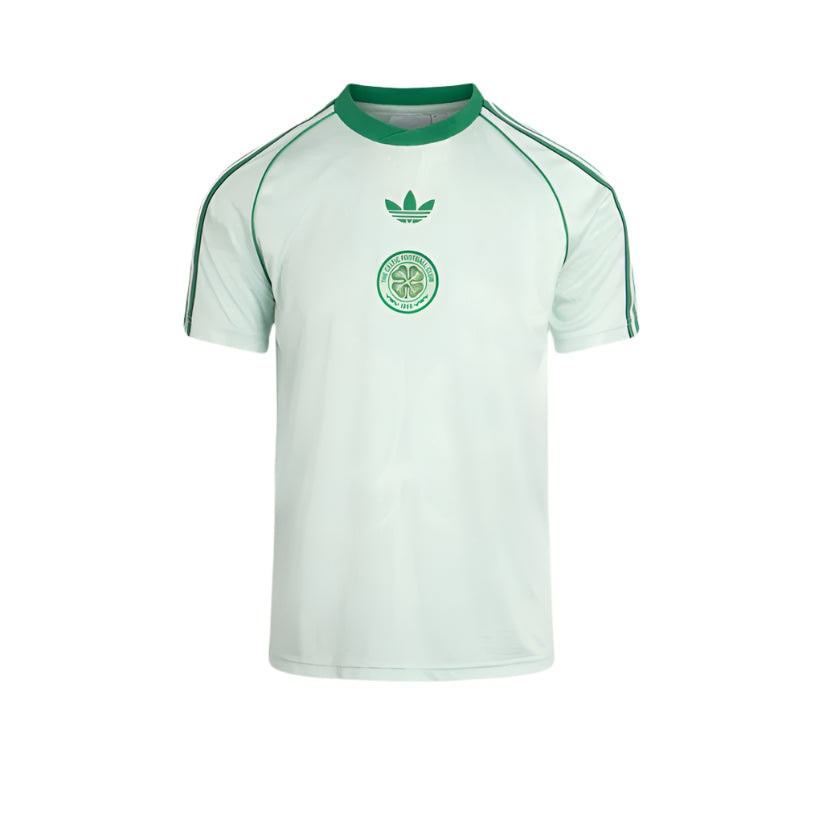p-12932-a | AE JERSEY Mint green soccer jersey with dark green piping and Celtic crest, featuring the Adidas trefoil logo on the chest.