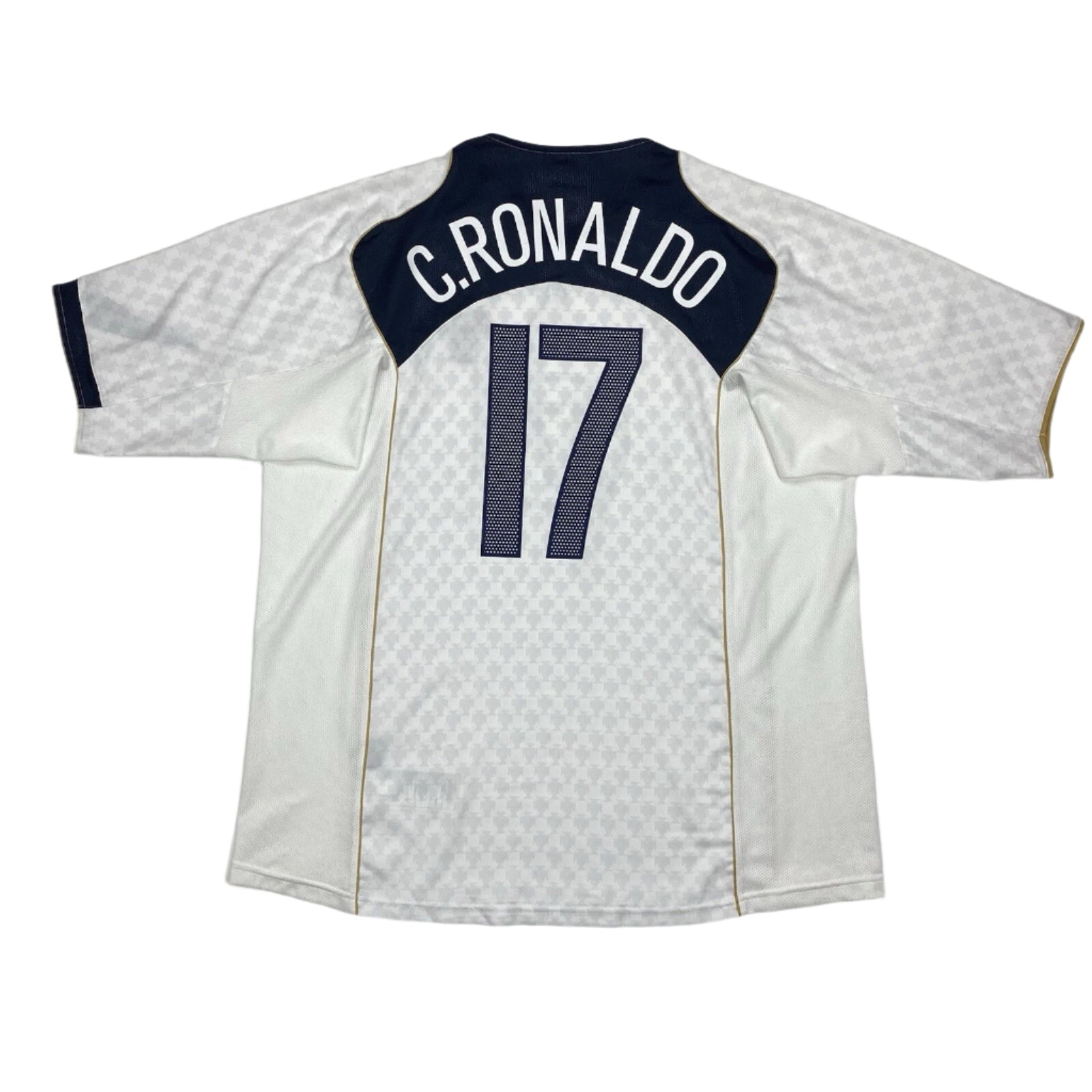 s-l1600_10_ec13b909-bb07-4a60-a2c4-1990a09bd31e | AE JERSEY Back view of a white jersey with dark shoulder panels reading 'C. RONALDO' and the number 17 in dark, athletic style.