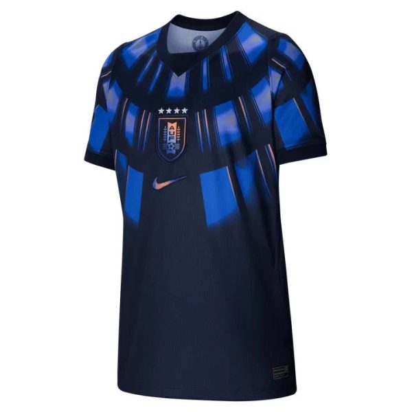 Blue and black patterned soccer jersey with short sleeves, crest at chest, and Nike swoosh logo Ottawa-style style (US/club-inspired).