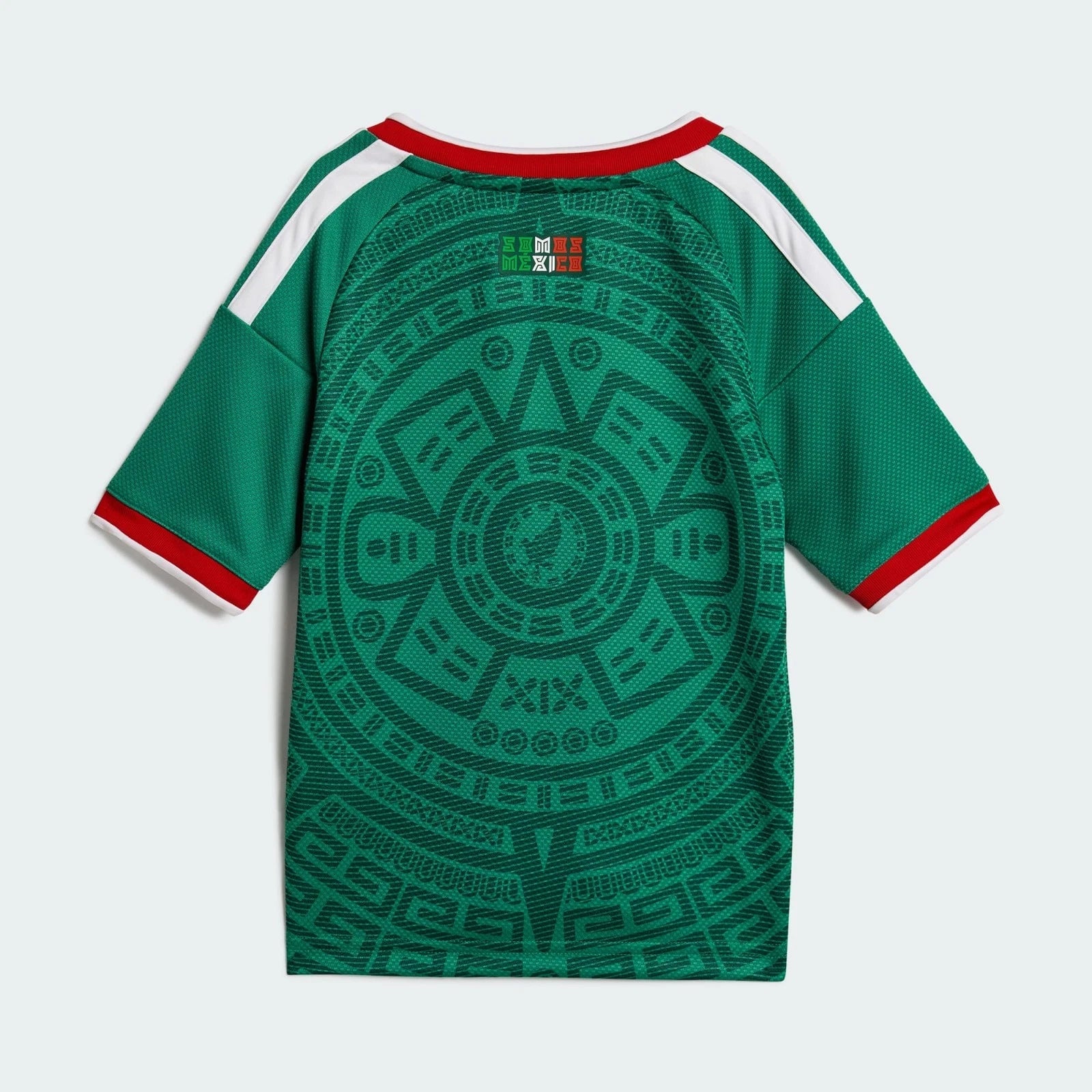 s-l1600_3_46e9de2d-20e6-4709-996f-5529ce364758 | AE JERSEY Back view of a green sports jersey with red collar, white shoulder stripes, and a circular geometric pattern across the back